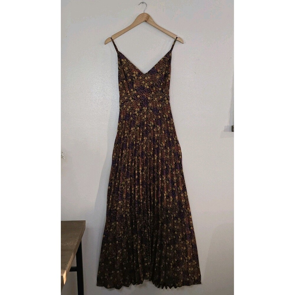 Jessica Simpson Floral Maxi Dress Boho Pleated Strappy Festival Size Large - Picture 3 of 12